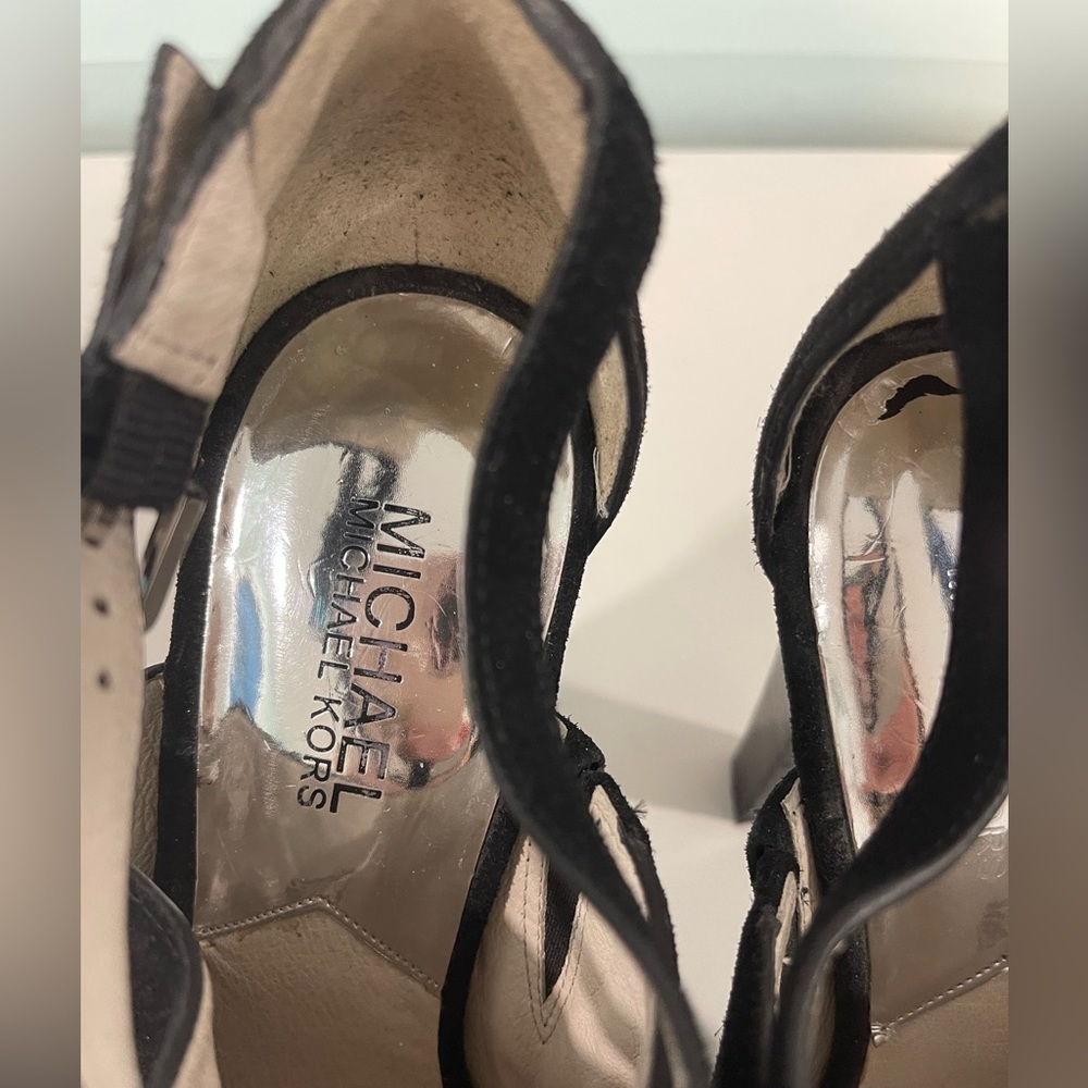 MICHAEL Kors Black Suede Heeled Sandals Size 8.5M - Picture 7 of 15
